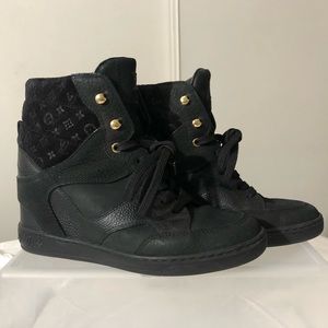 Louis Vuitton Women’s Black Cliff Wedge Sneakers